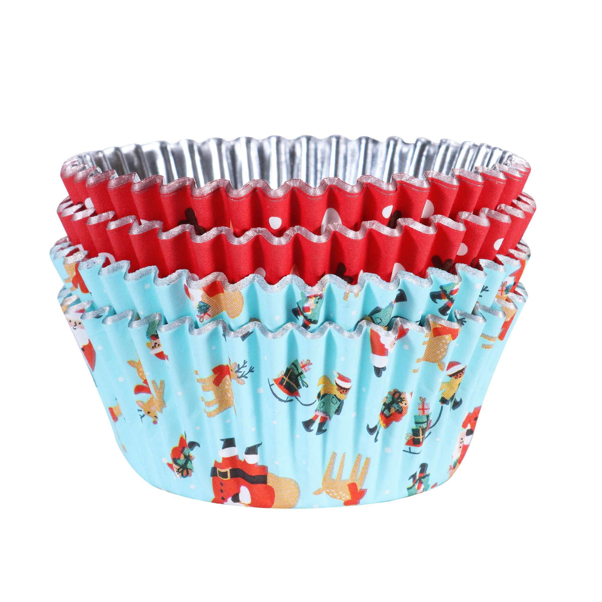 Noël Caissettes à cupcakes en Aluminium - Père Noël & Rudolph (60 pièces)
