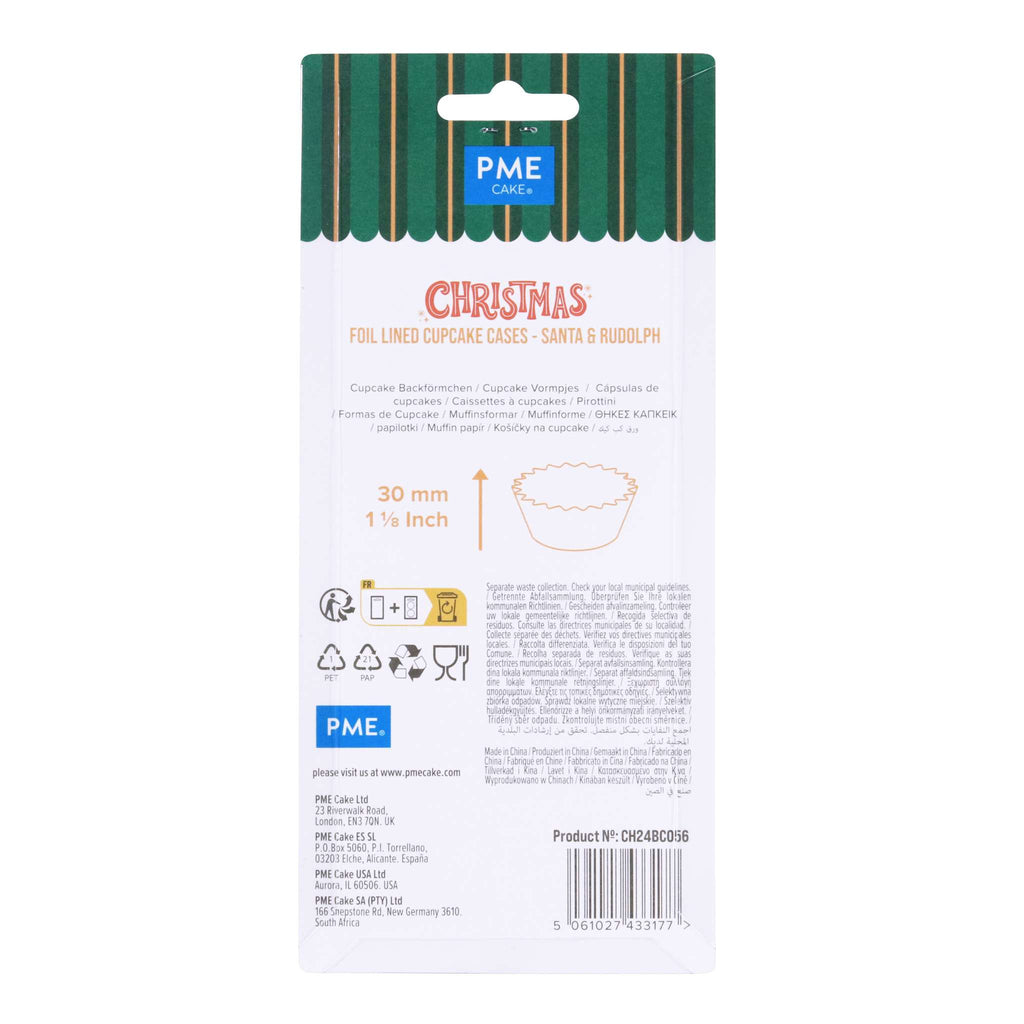 Weihnachtliche folienbeschichtete Cupcake-Förmchen - Santa & Rudolph (60 Stück)