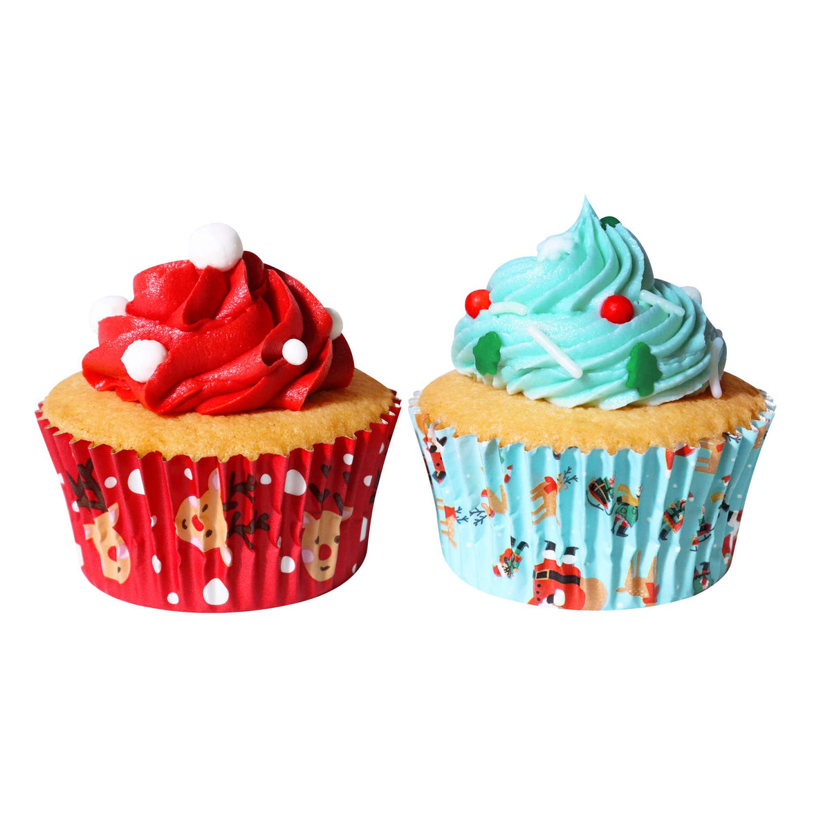 Weihnachtliche folienbeschichtete Cupcake-Förmchen - Santa & Rudolph (60 Stück)
