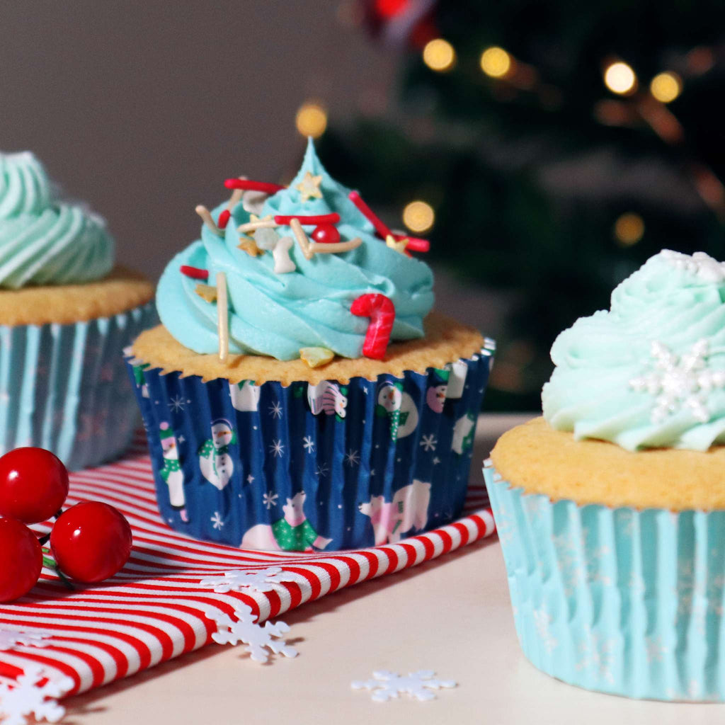 Noël Caissettes à cupcakes en Aluminium - Neige Amusante (60 pièces)