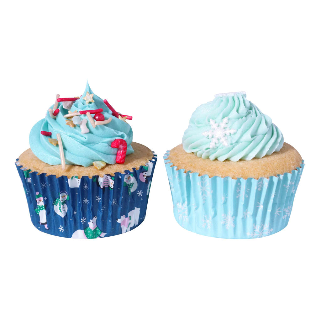 Noël Caissettes à cupcakes en Aluminium - Neige Amusante (60 pièces)