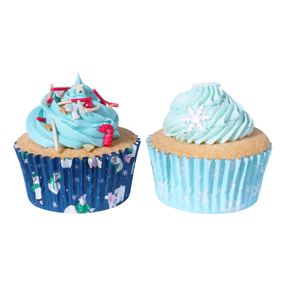 Noël Caissettes à cupcakes en Aluminium - Neige Amusante (60 pièces)