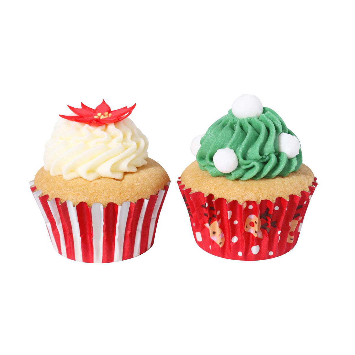 Weihnachtliche folienbeschichtete Cupcake-Förmchen, Rudolph - Mini-Größe (60 Stück)