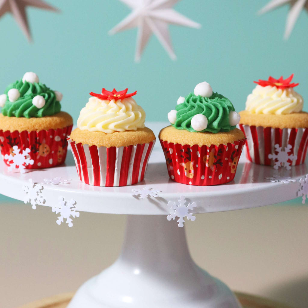 Weihnachtliche folienbeschichtete Cupcake-Förmchen, Rudolph - Mini-Größe (60 Stück)