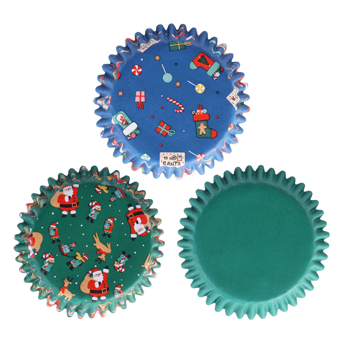Navidad Cápsulas para Cupcakes forradas de Aluminio - Mezcla de Santa (Set de 100)