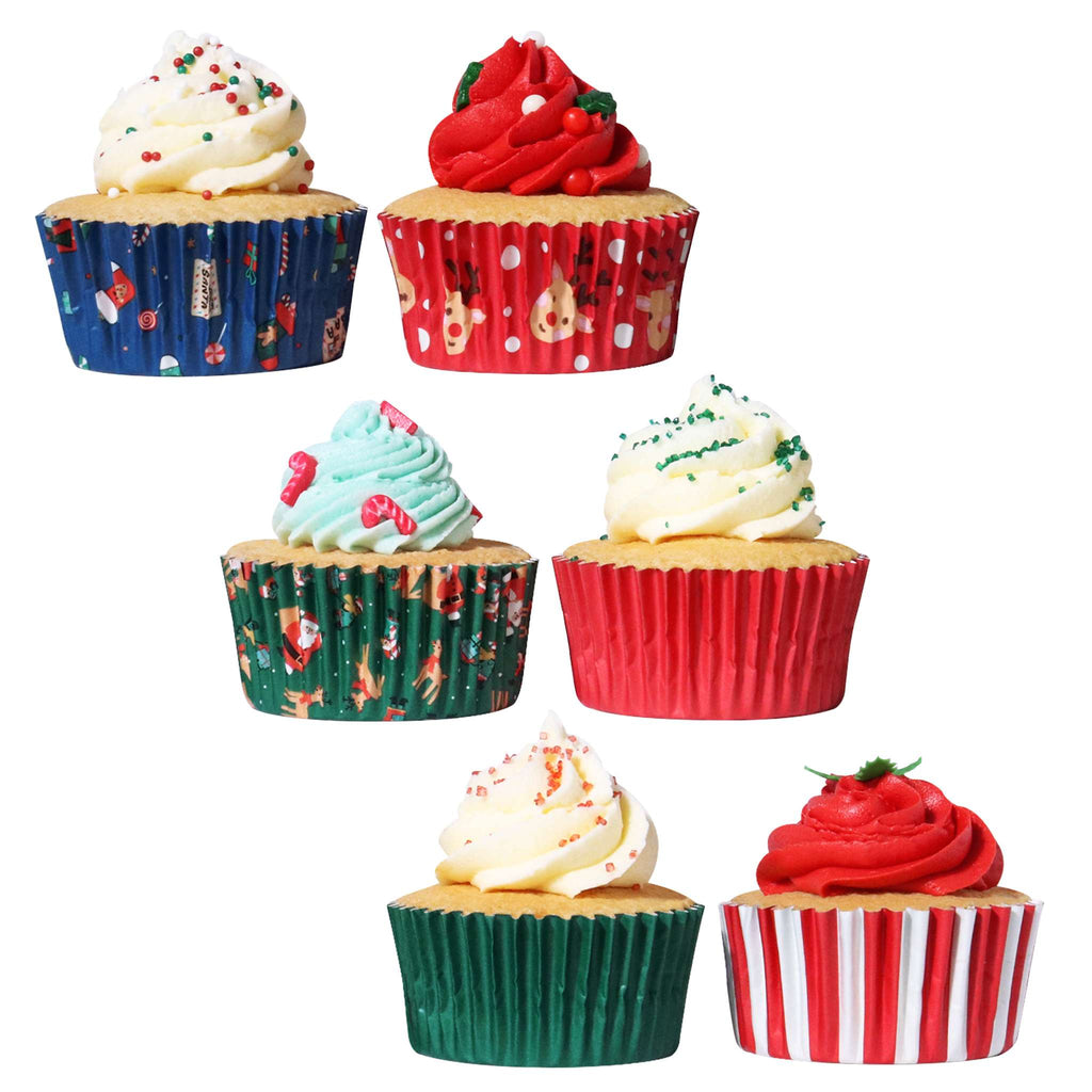 Noël Caissettes à cupcakes en Aluminium - Mélange de Père Noël (100 pièces)