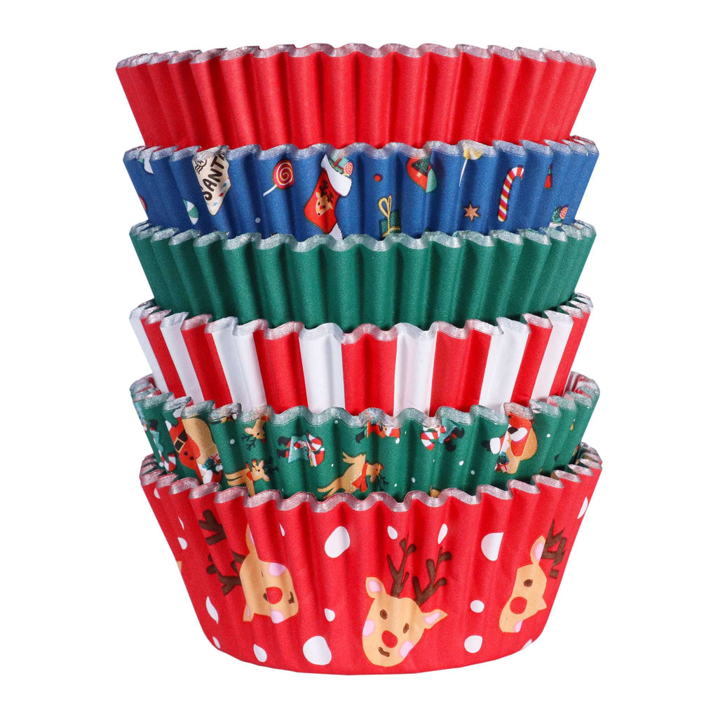 Noël Caissettes à cupcakes en Aluminium - Mélange de Père Noël (100 pièces)