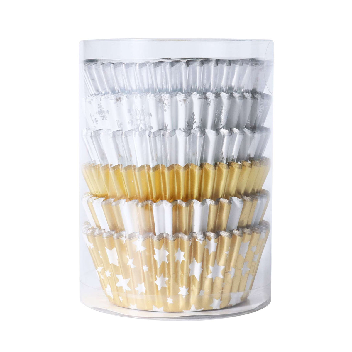 Kerst Cupcake Vormpjes met Folievoering - Metallic Goud & Zilver (100 stuks)