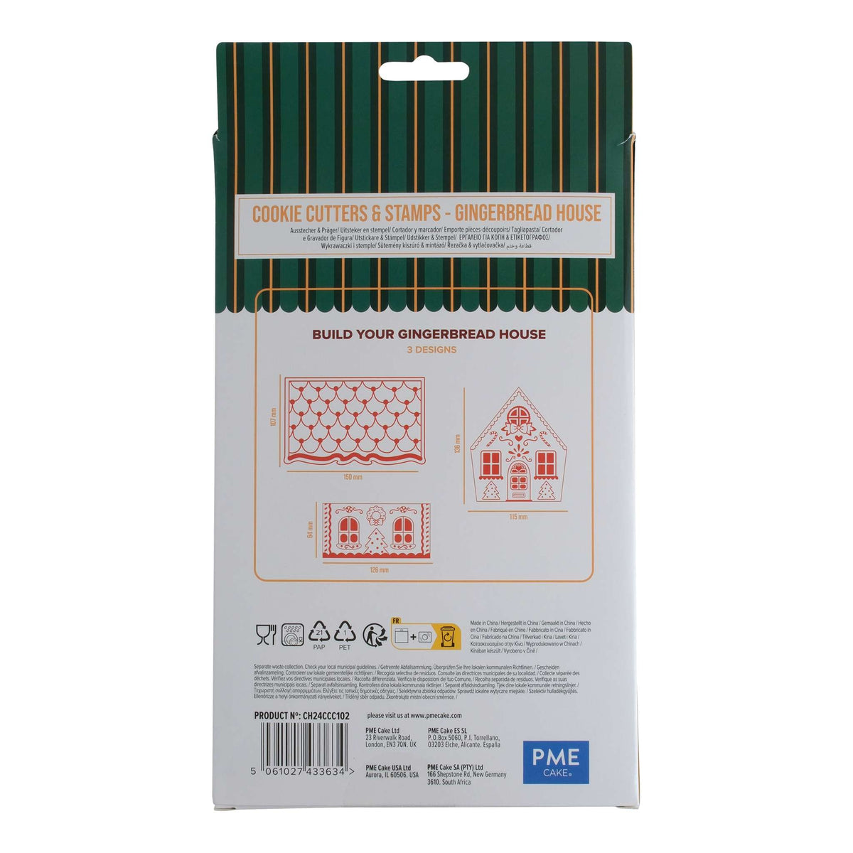 Navidad Cortadores y Sellos de Galletas - Casa de Jengibre (Set de 3)