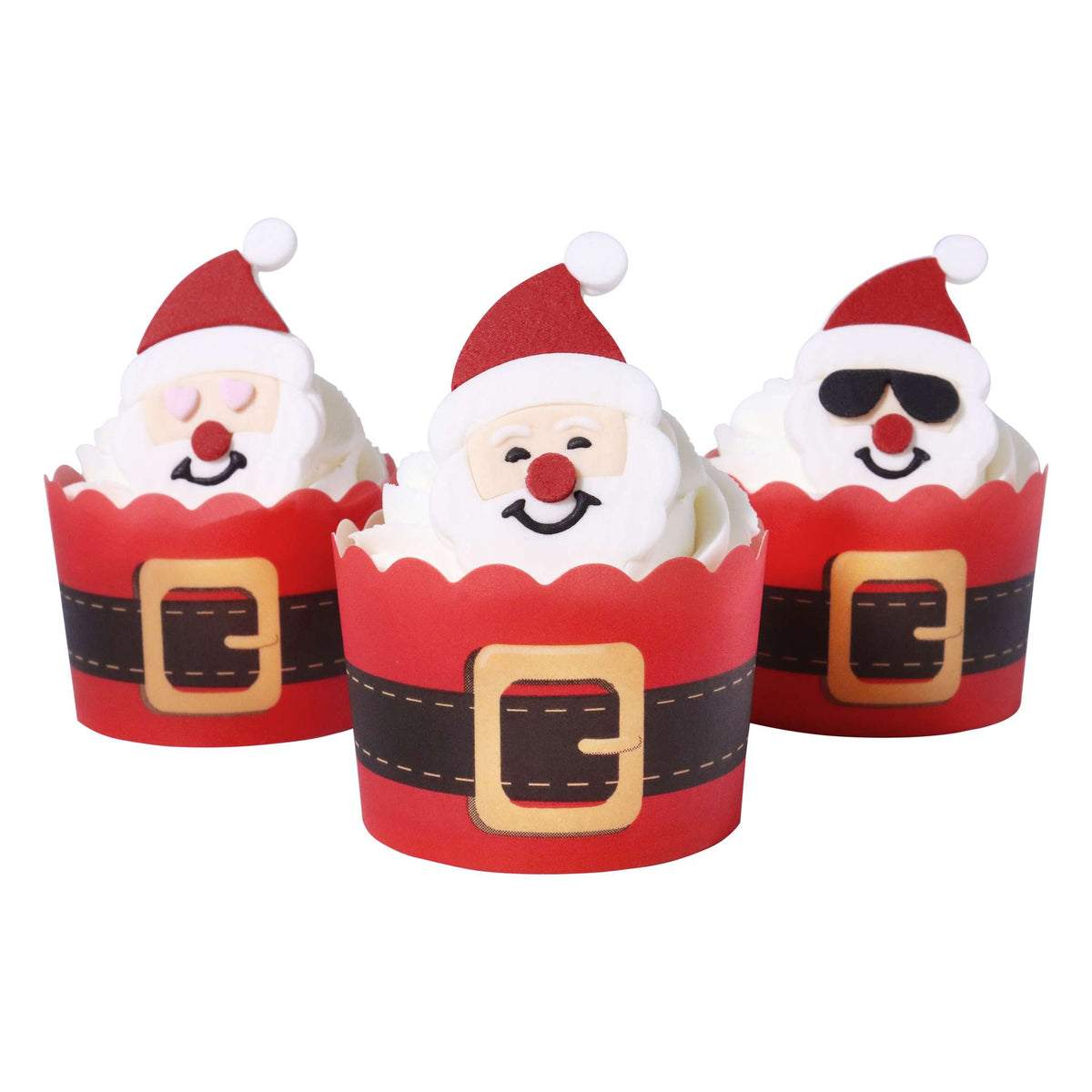 Navidad Kit de Decoración para Cupcakes - Emoji Papá Noel (Set de 6)