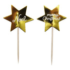 Navidad Set de 24 Cápsulas para Cupcakes y Toppers - Estrellas Doradas
