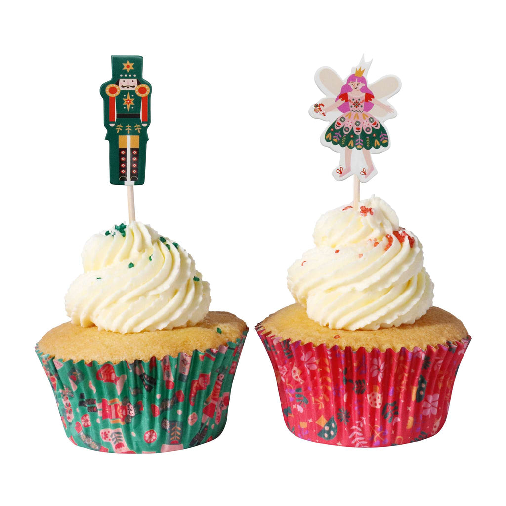 Noël Kit de Caissettes à cupcakes et Toppers - Casse-Noisette (Set de 24)