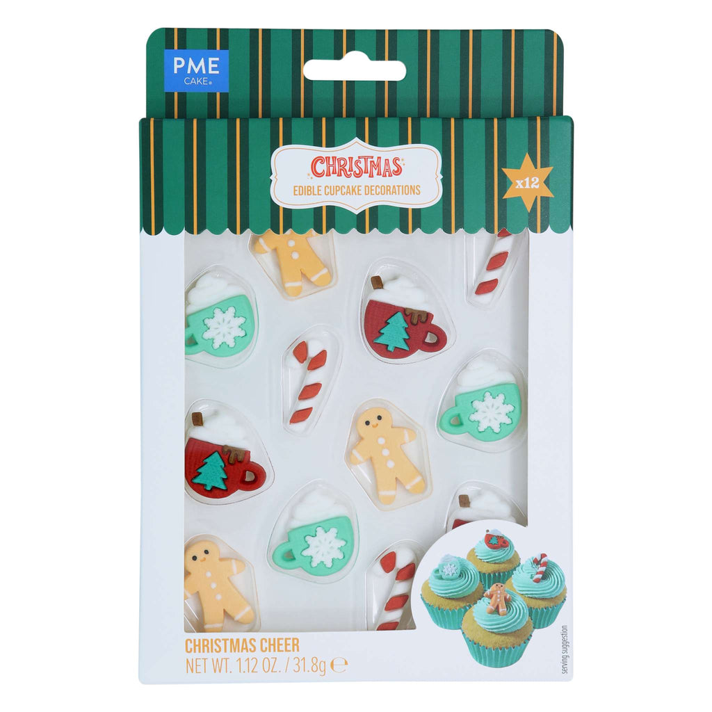 Christmas Cheer Edible Cupcake Decorations Pk/12  (31.8g / 1.12oz)