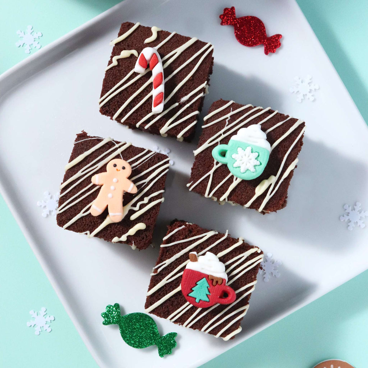 Weihnachts Essbare Zucker Tortenaufsatz - Weihnachtsfreude (12 Stück)