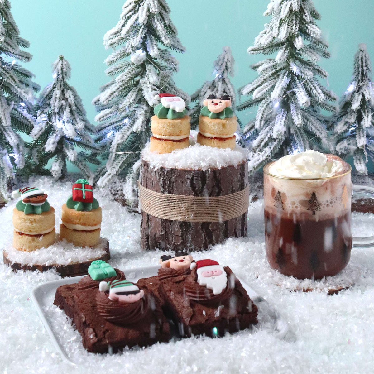 Weihnachts Essbare Zucker Tortenaufsatz - Der Weihnachtsmann kommt in die Stadt (12 Stück)