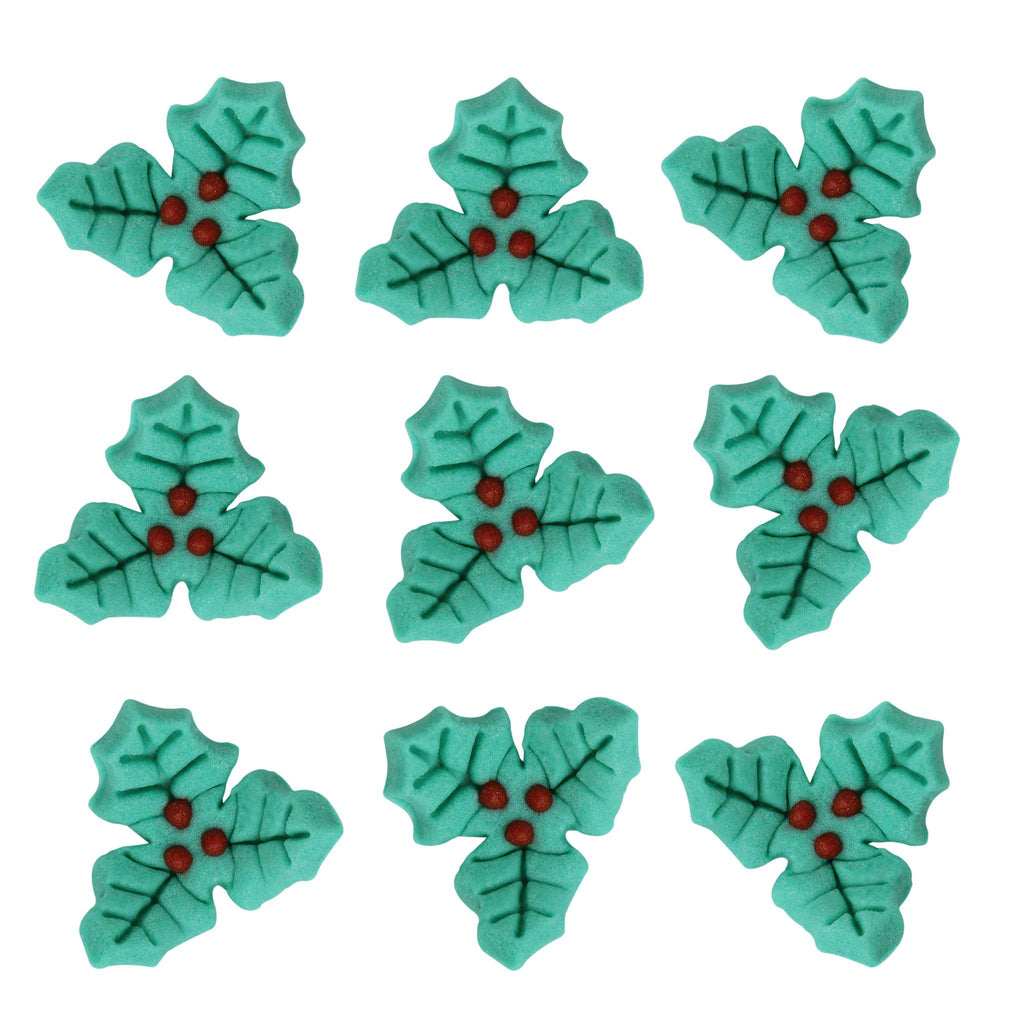 Noël Décorations en Sucre Comestibles - Houx joyeux (24 pièces)