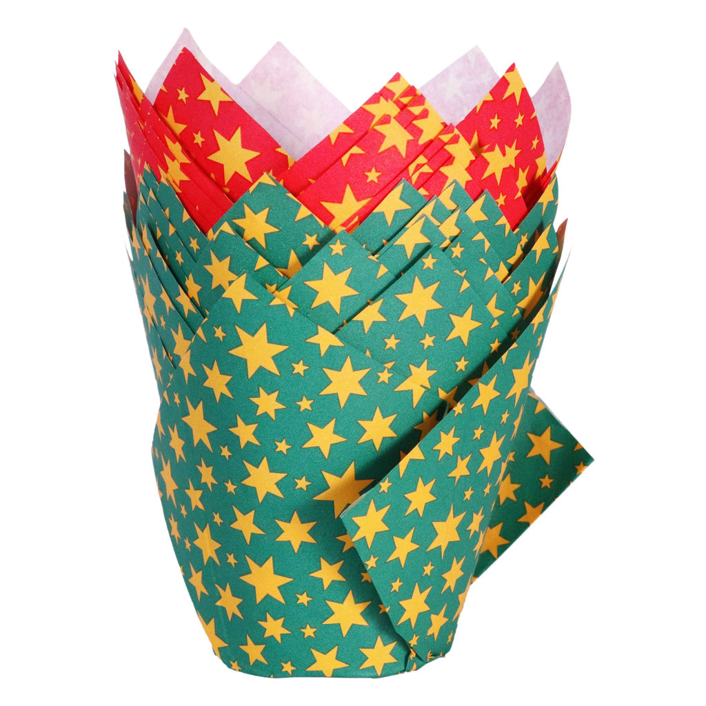 Noël Caissettes à Muffins en forme de Tulipe - Étoiles (24 pièces)