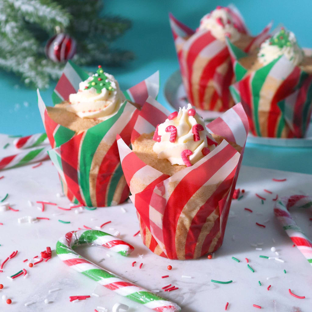 Weihnachtliche Tulpen-Muffinförmchen - Zuckerstange (24 Stück)