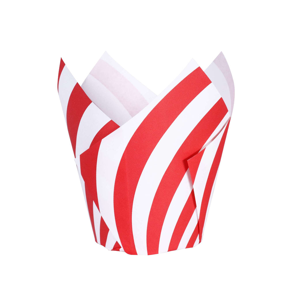 Weihnachtliche Tulpen-Muffinförmchen - Zuckerstange (24 Stück)