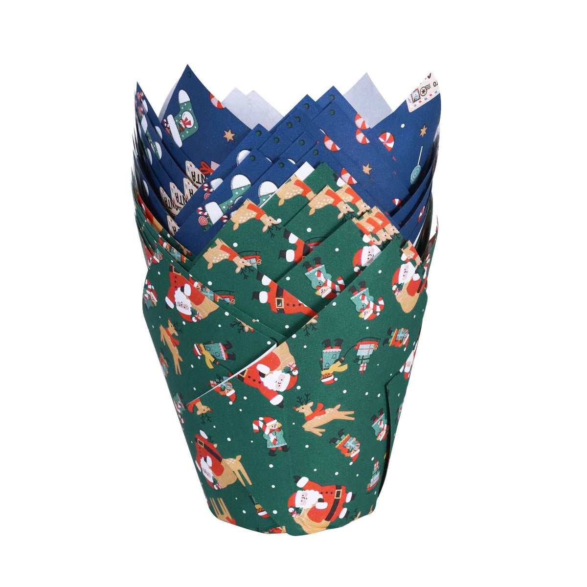 Tulipas Navideñas para Muffins - Taller de Santa (Set de 24)