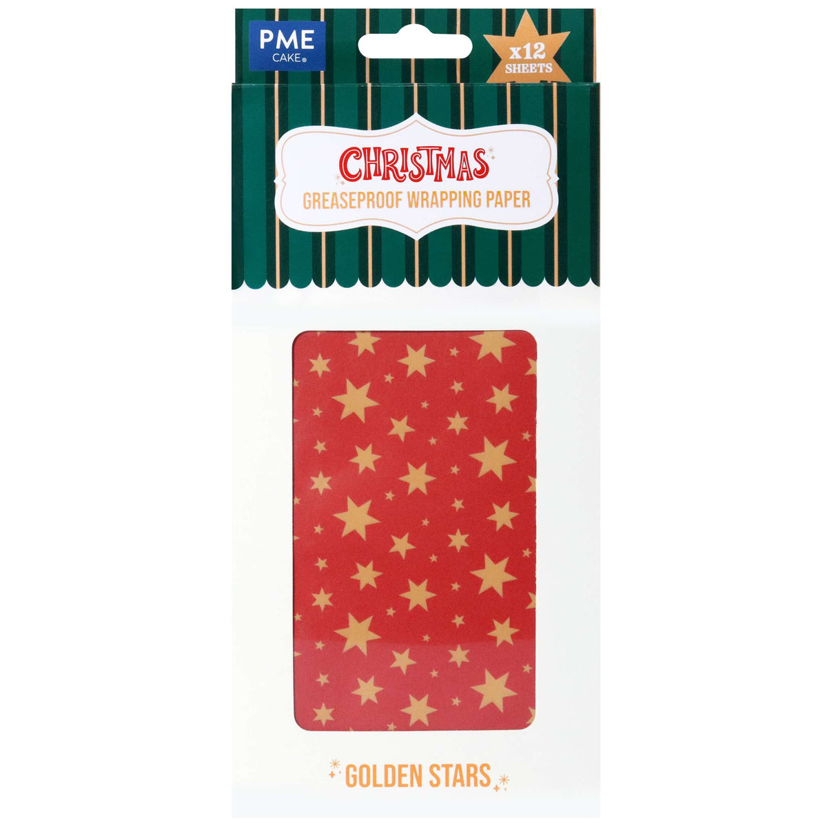 12 Bögen Backpapier für Weihnachtsleckereien & Geschenke - Goldene Sterne