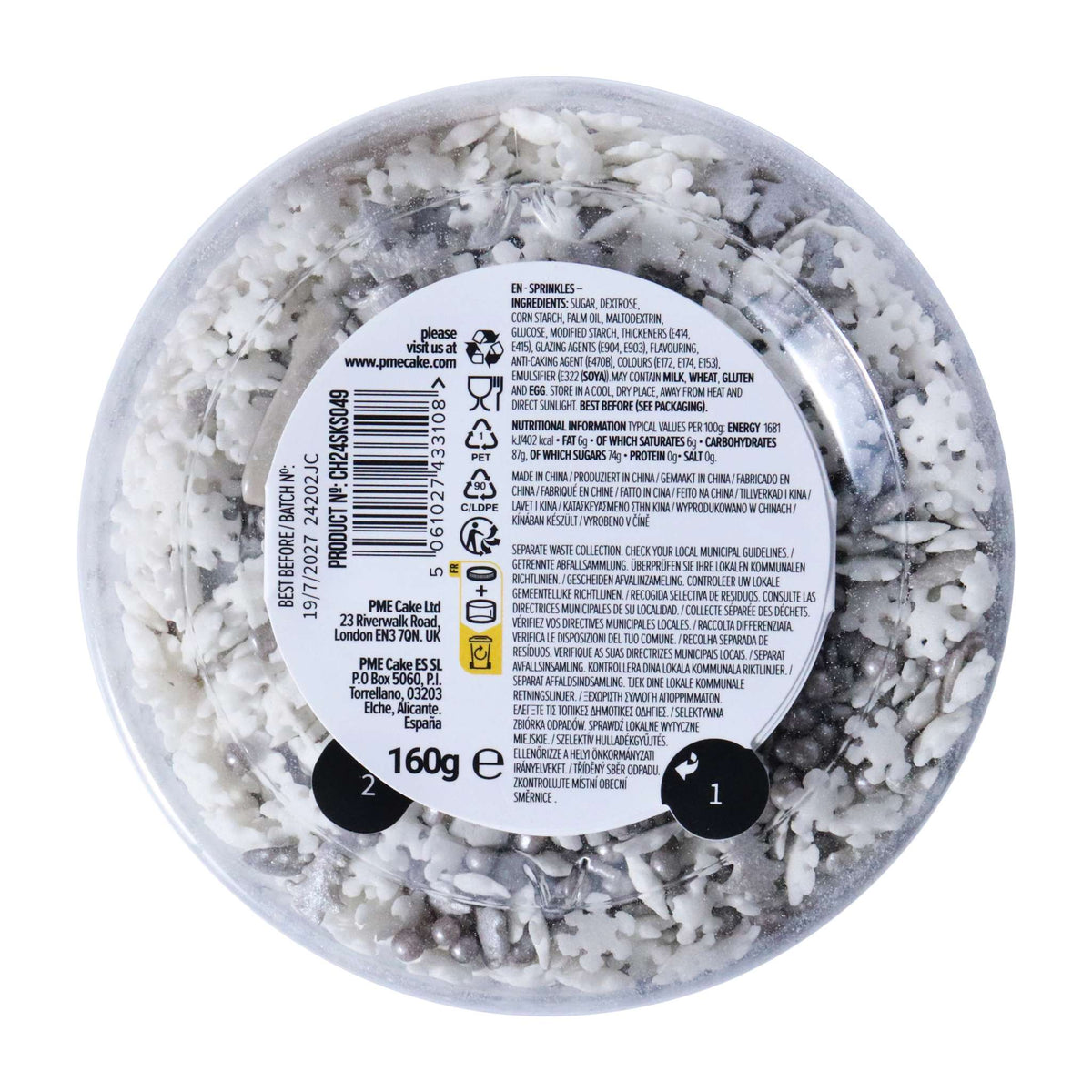 Sprinkles Navideños - Estrellas Brillantes de Plata (160g)