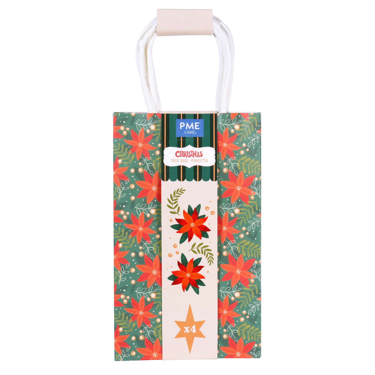 4 Bolsas de papel para Dulces Navideños - Poinsettia