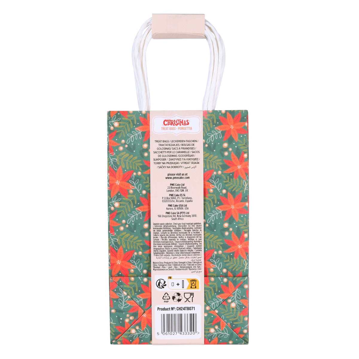 4 Bolsas de papel para Dulces Navideños - Poinsettia