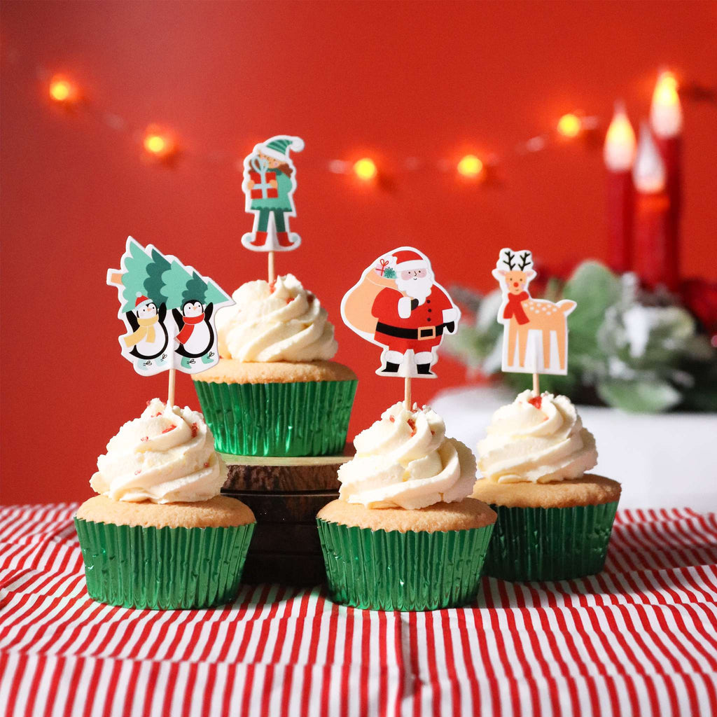 Weihnachtliche Kuchendeko Topper - Santa & Freunde (24 Stück)