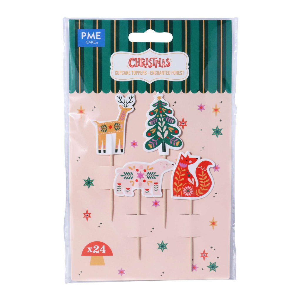 Noël Toppers Décorations de Cupcake - Forêt Enchantée (24 pièces)