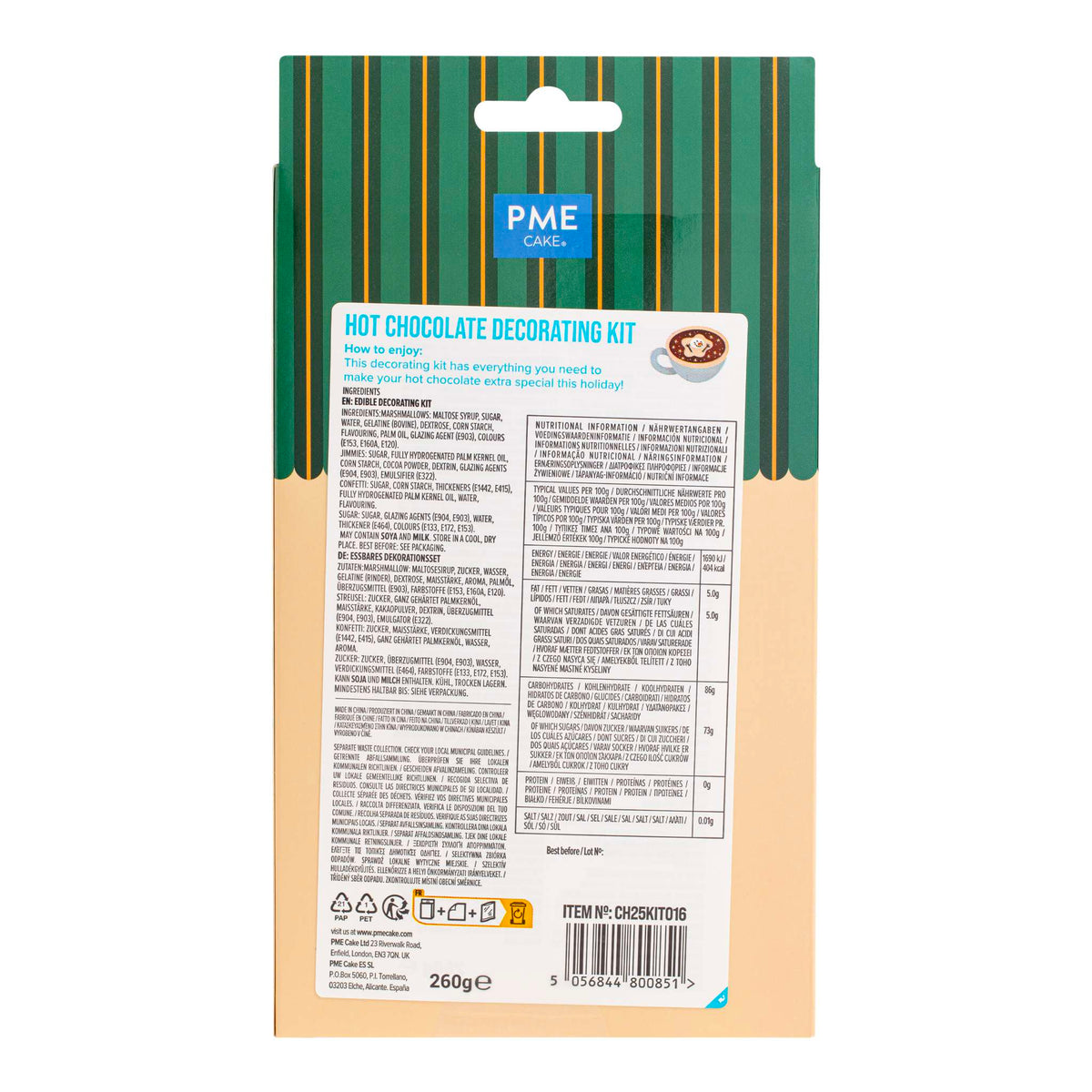 Kit de Décoration pour Chocolat Chaud - Bonhomme de Neige Fondant (260g / 9,17oz)