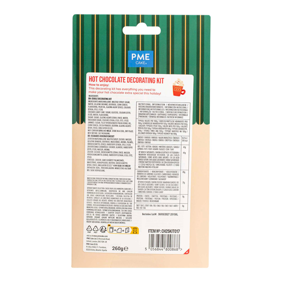 Warme Chocolade Decoratieset - Bolle Kerstman (260g / 9,17oz)