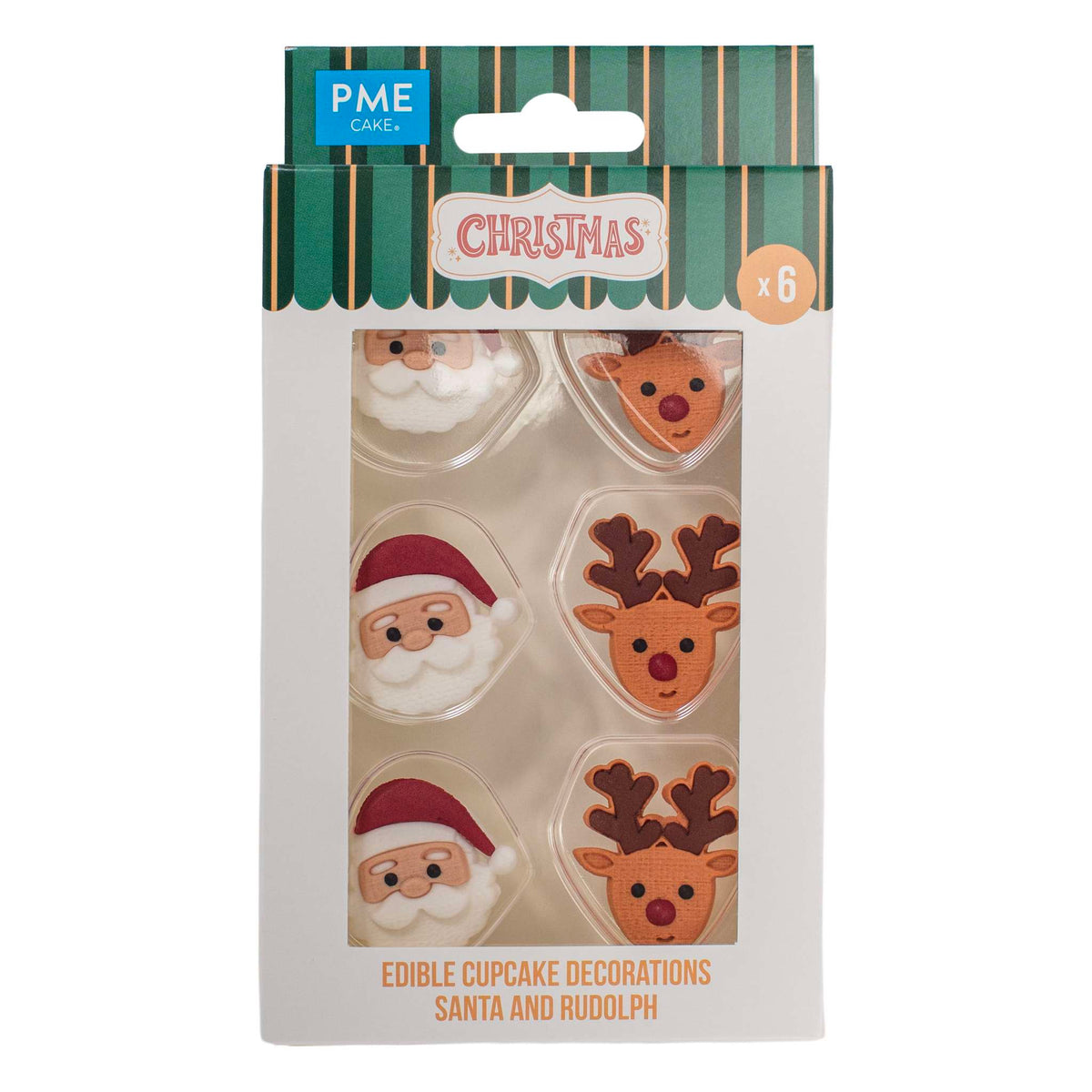 Essbare Cupcake-Dekorationen - Weihnachtsmann & Rudolph Pk/6 (13.96g)
