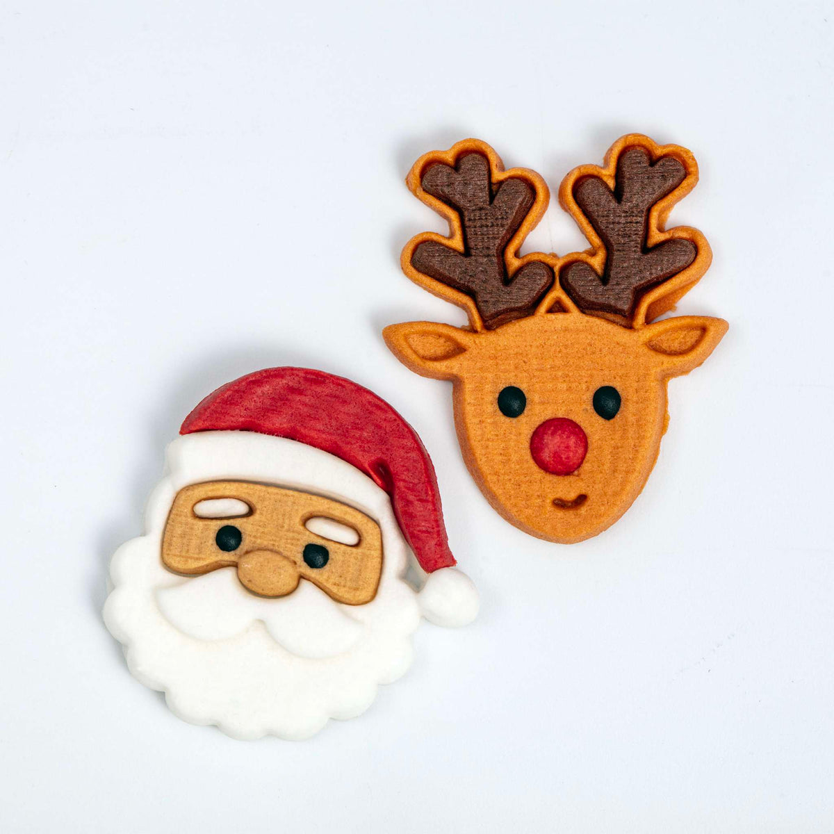 Essbare Cupcake-Dekorationen - Weihnachtsmann & Rudolph Pk/6 (13.96g)