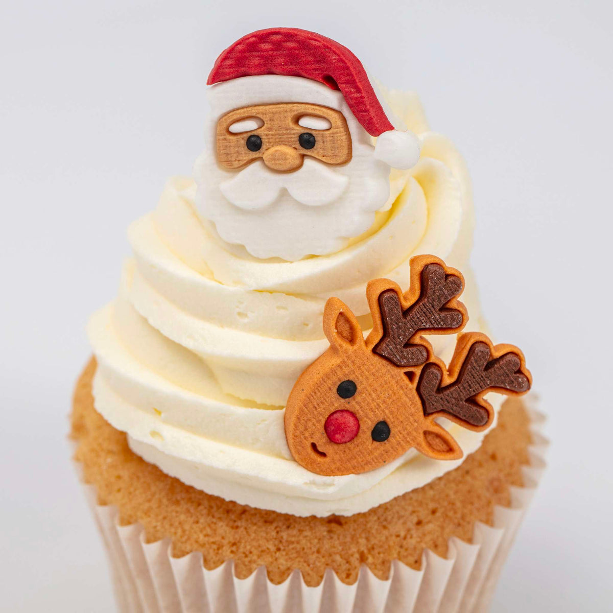 Essbare Cupcake-Dekorationen - Weihnachtsmann & Rudolph Pk/6 (13.96g)