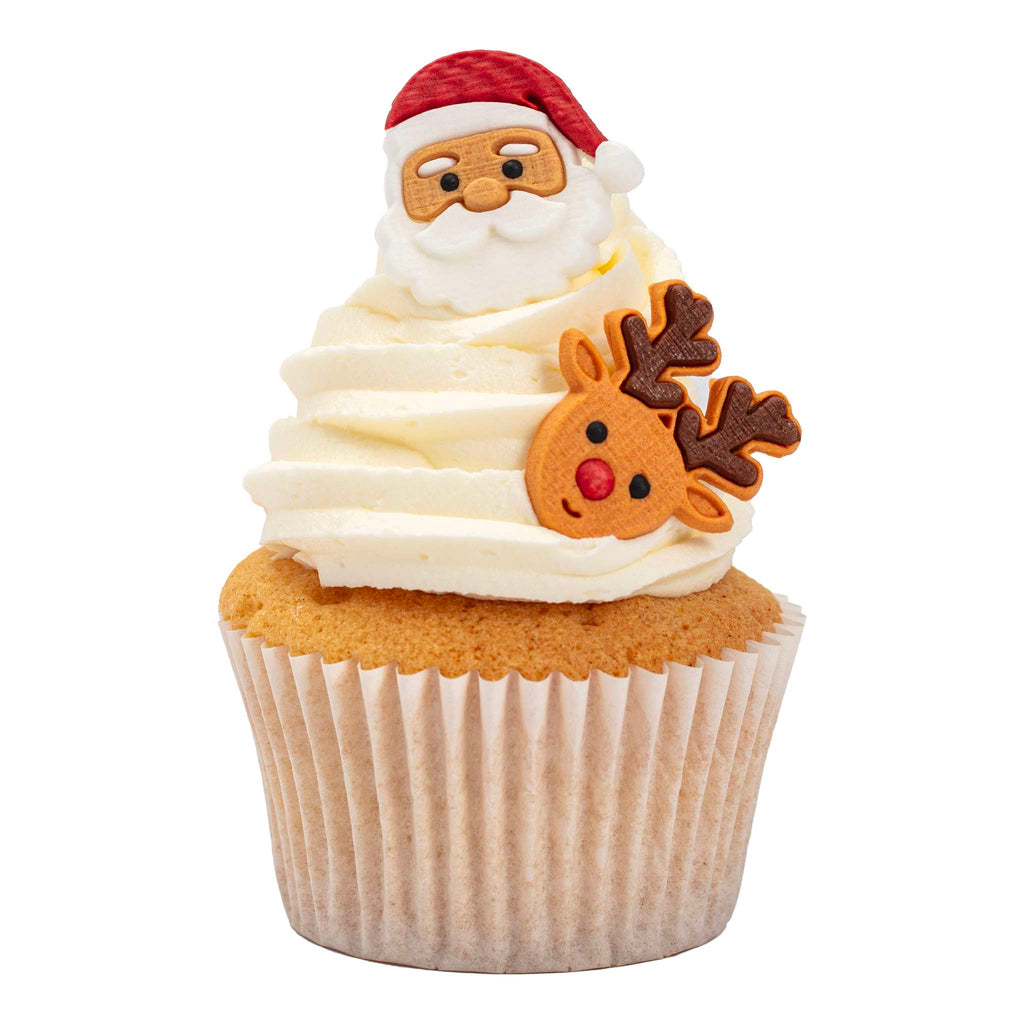 Santa And Rudolph Edible Cupcake Decorations Pk/6 (13.96g)