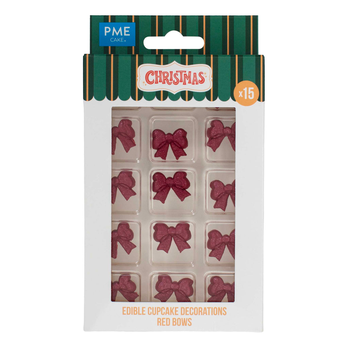 Essbare Cupcake-Dekorationen - Rote Schleifen Pk/15 (10.89g)
