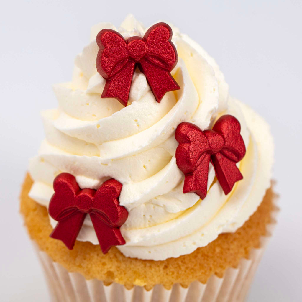 Red Bows Edible Cupcake Decorations Pk/15 (10.89g)