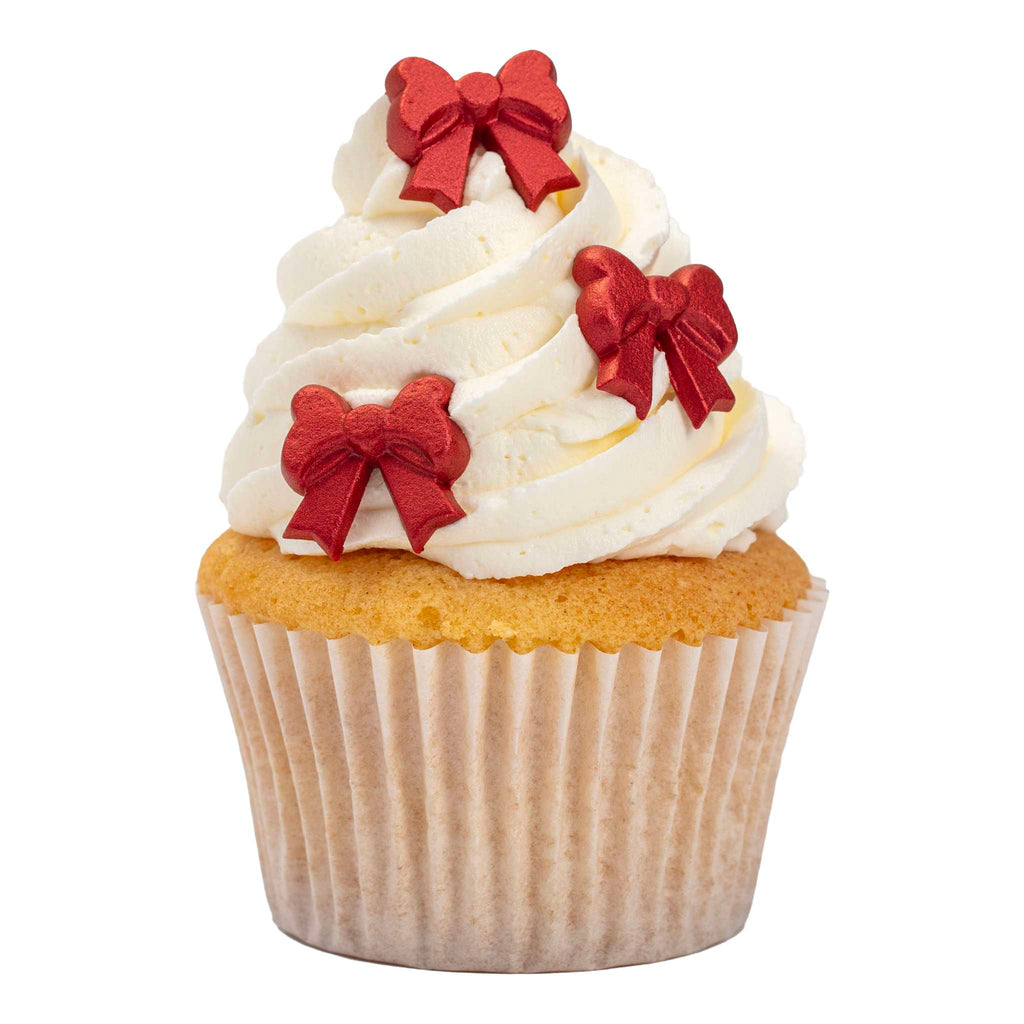 Red Bows Edible Cupcake Decorations Pk/15 (10.89g)