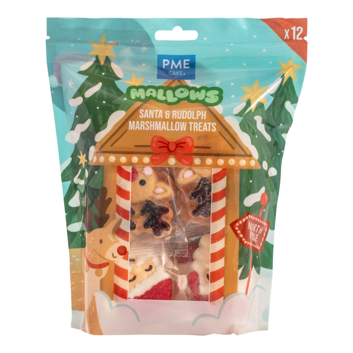 Santa & Rudolph Marshmallow Treats Pk/12 (180g / 6.34oz)