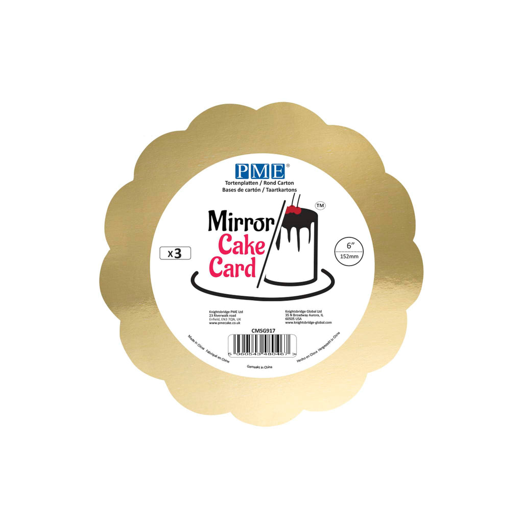 Scallop Edge Gold Mirror Cake Card (6in / 152mm)