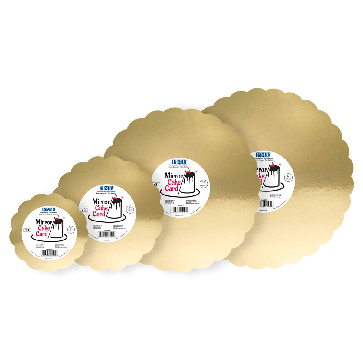 Scallop Edge Gold Mirror Cake Card (10in / 254mm)