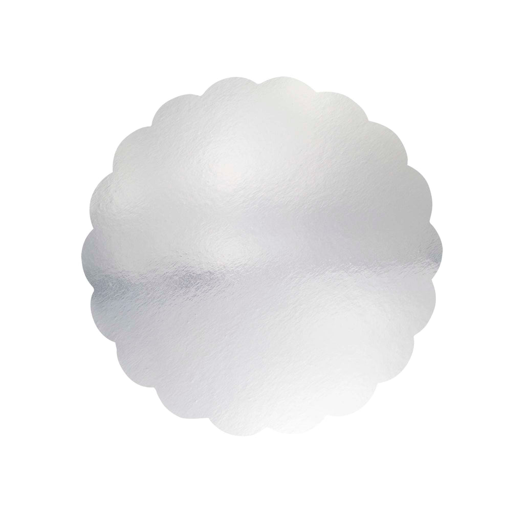 Scallop Edge Silver Mirror Cake Card (8in / 203mm)