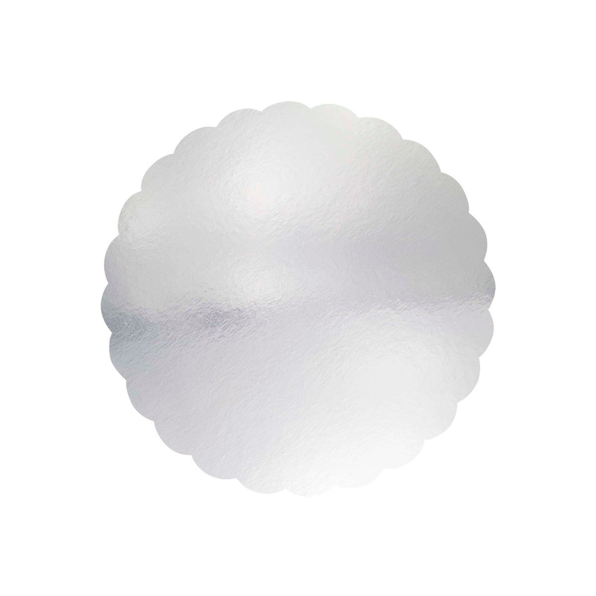 Scallop Edge Silver Mirror Cake Card (10in / 254mm)