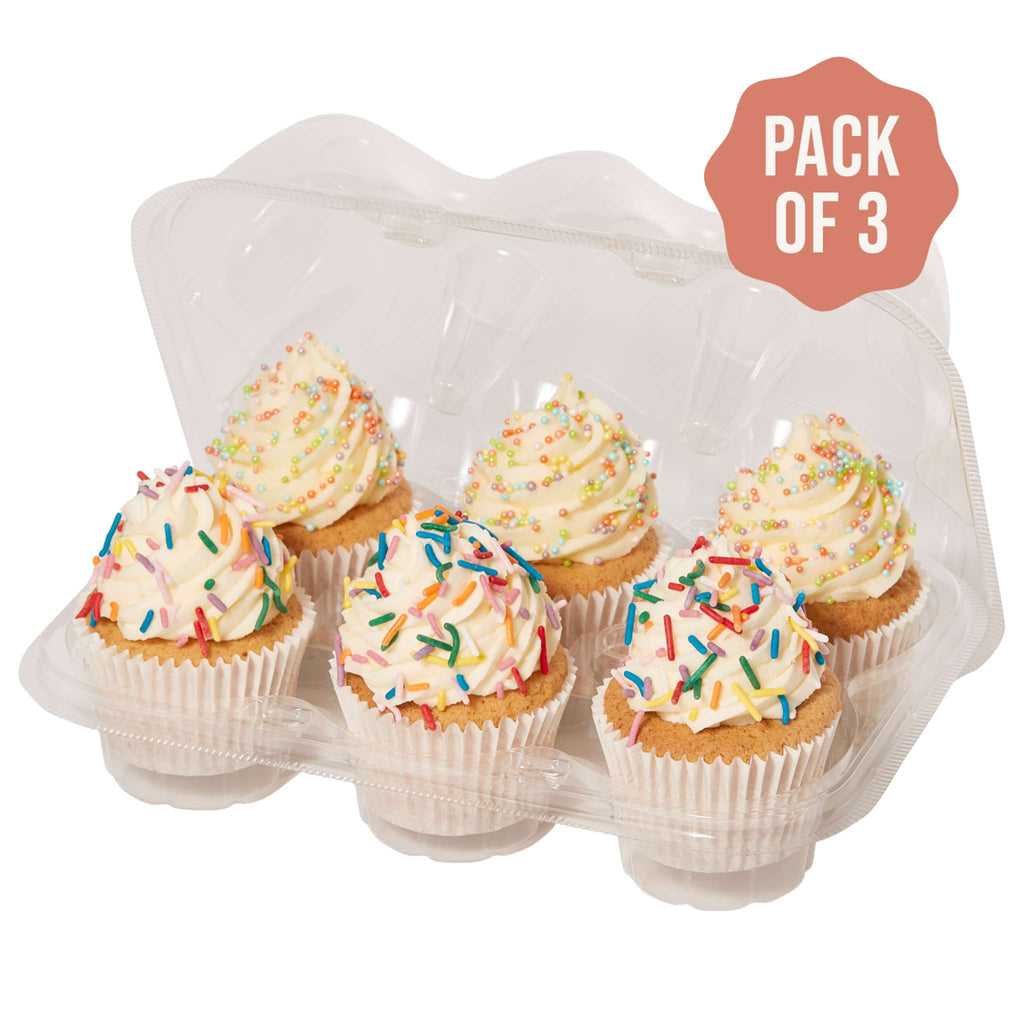 Set de 3 contenants en plastique pour cupcakes (6 alvéoles)