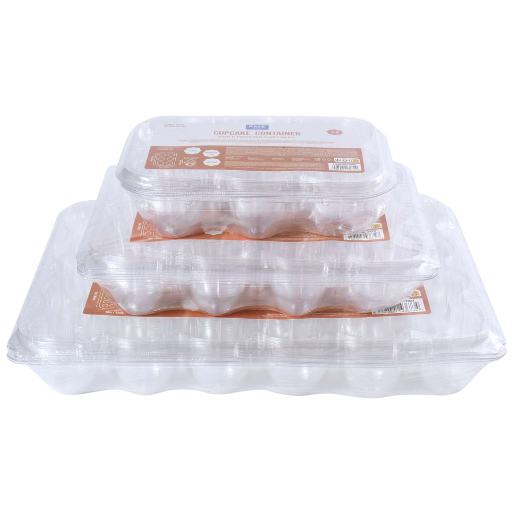 Set de 3 contenants en plastique pour cupcakes (6 alvéoles)