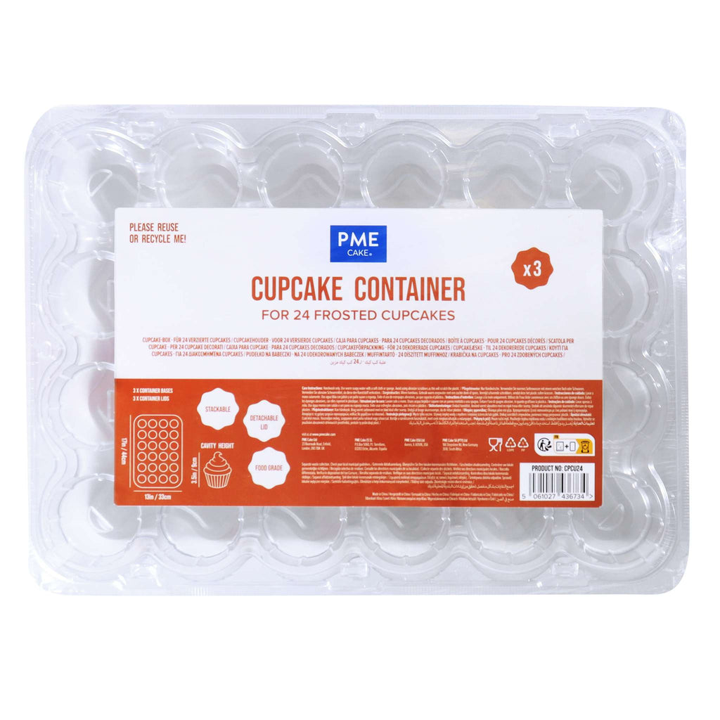 Cupcake Container - 24 Cavity Pk/3 (17 x 13 x 3.5" / 44 x 33 x 9cm)