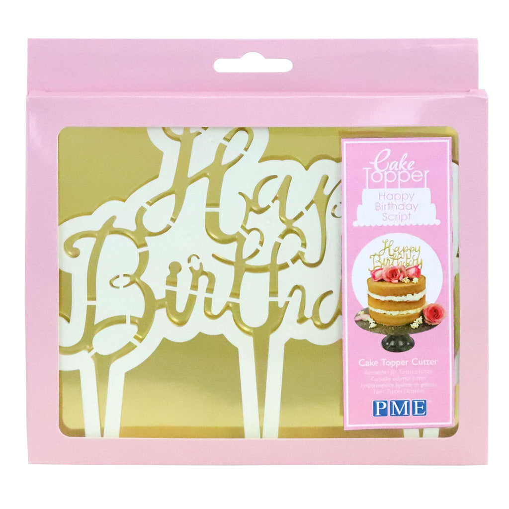Script Happy Birthday Cake Topper Cutter