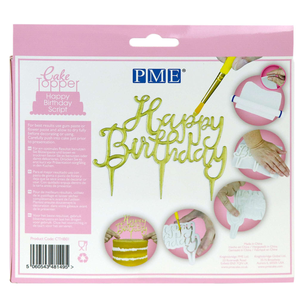 Script Happy Birthday Cake Topper Cutter