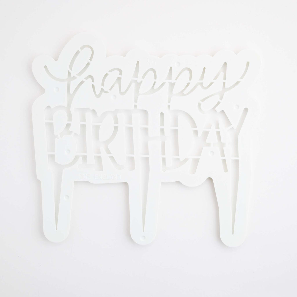 Emporte-pièces en plastique - Topper de gâteau "Joyeux Anniversaire" moderne (185 x 170mm / 7,3 x 6,7 po)